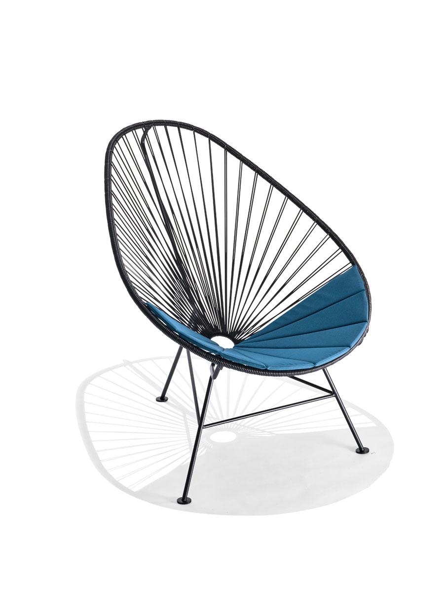 Acapulco-Chair-Kissen-Nidito-petrol Original Acapulco Chair mit Sitzkissen Nidito in der Farbe petrol